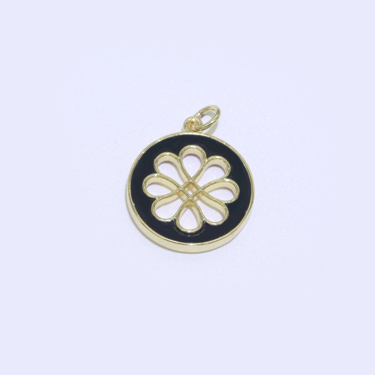 Enamel Daisy Charm 24k Gold Filled Hollow Round Charm Gold Floral Charms, Dainty Flower Pink, Teal, White, Yellow Green Pendant M-393 - M-402 - DLUXCA