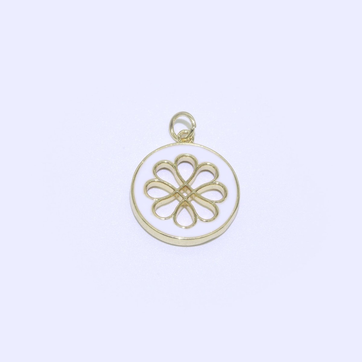 Enamel Daisy Charm 24k Gold Filled Hollow Round Charm Gold Floral Charms, Dainty Flower Pink, Teal, White, Yellow Green Pendant M-393 - M-402 - DLUXCA