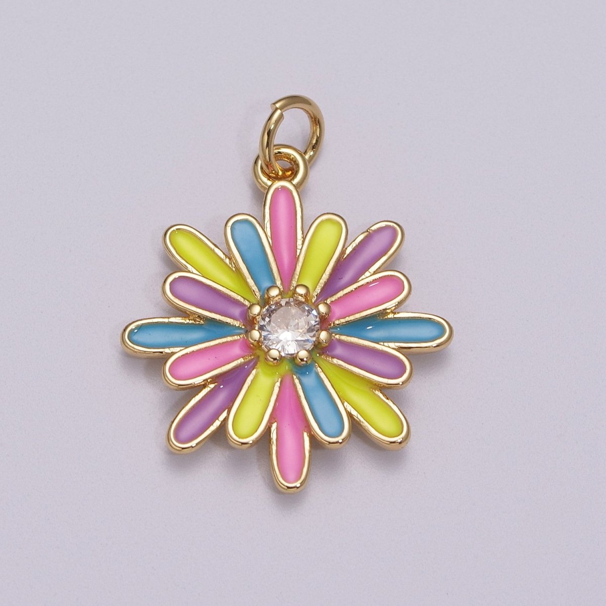 Enamel Daisy Charm Rainbow Various Color Daisy Flower Pendant for Necklace Bracelet Earring M-876 - M-887 - DLUXCA