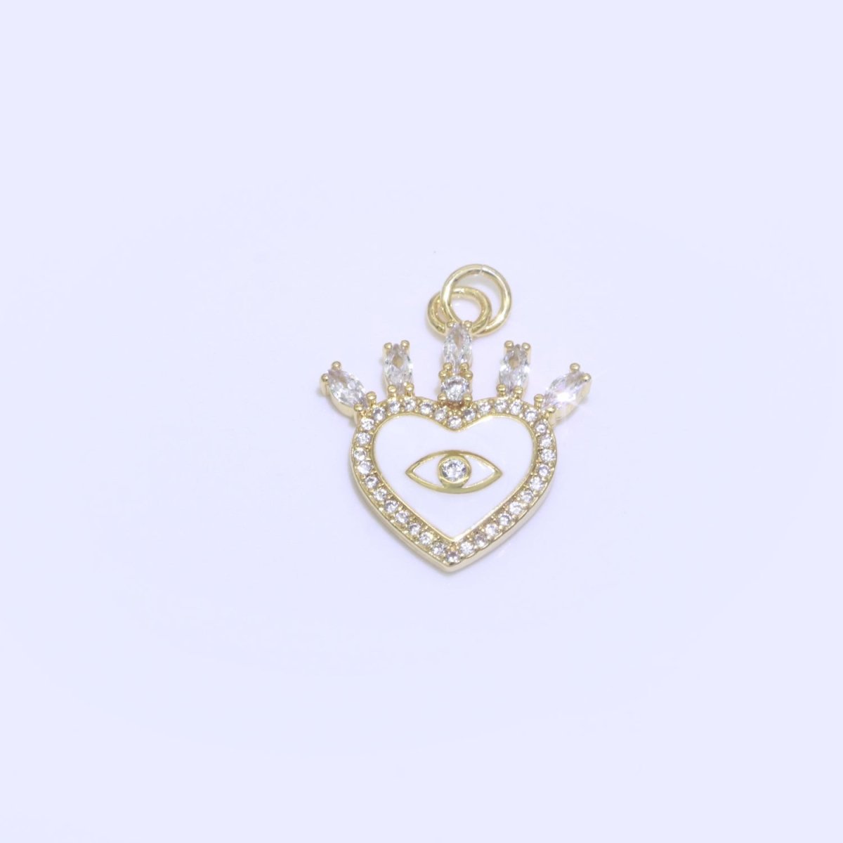 Enamel Evil Eye Charm Dainty Micro Pave Cz Eye Pendant for Necklace Bracelet Earring Supply Component Black, Blue, Pink, Green, Yellow, White M-421 - M-431 - DLUXCA