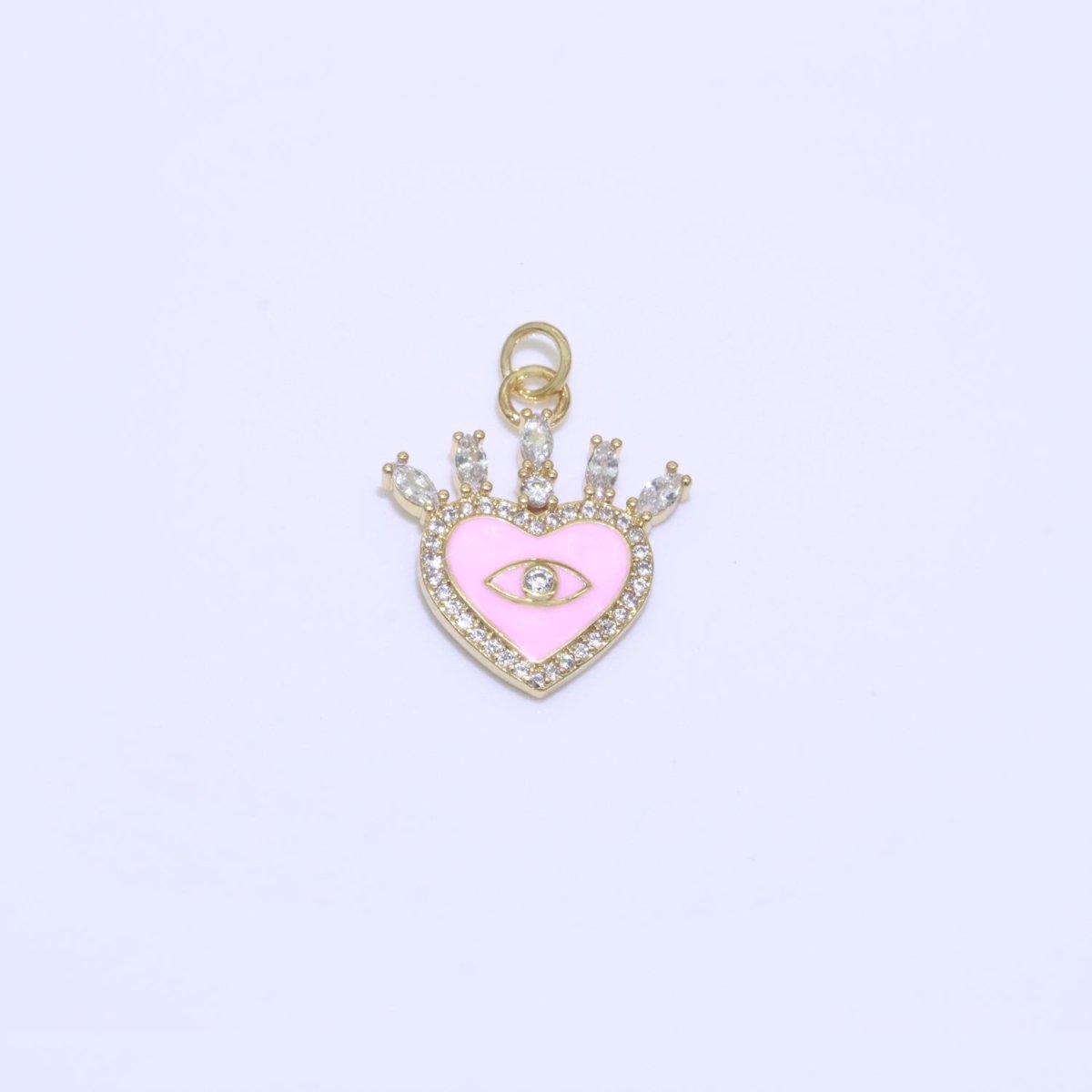 Enamel Evil Eye Charm Dainty Micro Pave Cz Eye Pendant for Necklace Bracelet Earring Supply Component Black, Blue, Pink, Green, Yellow, White M-421 - M-431 - DLUXCA