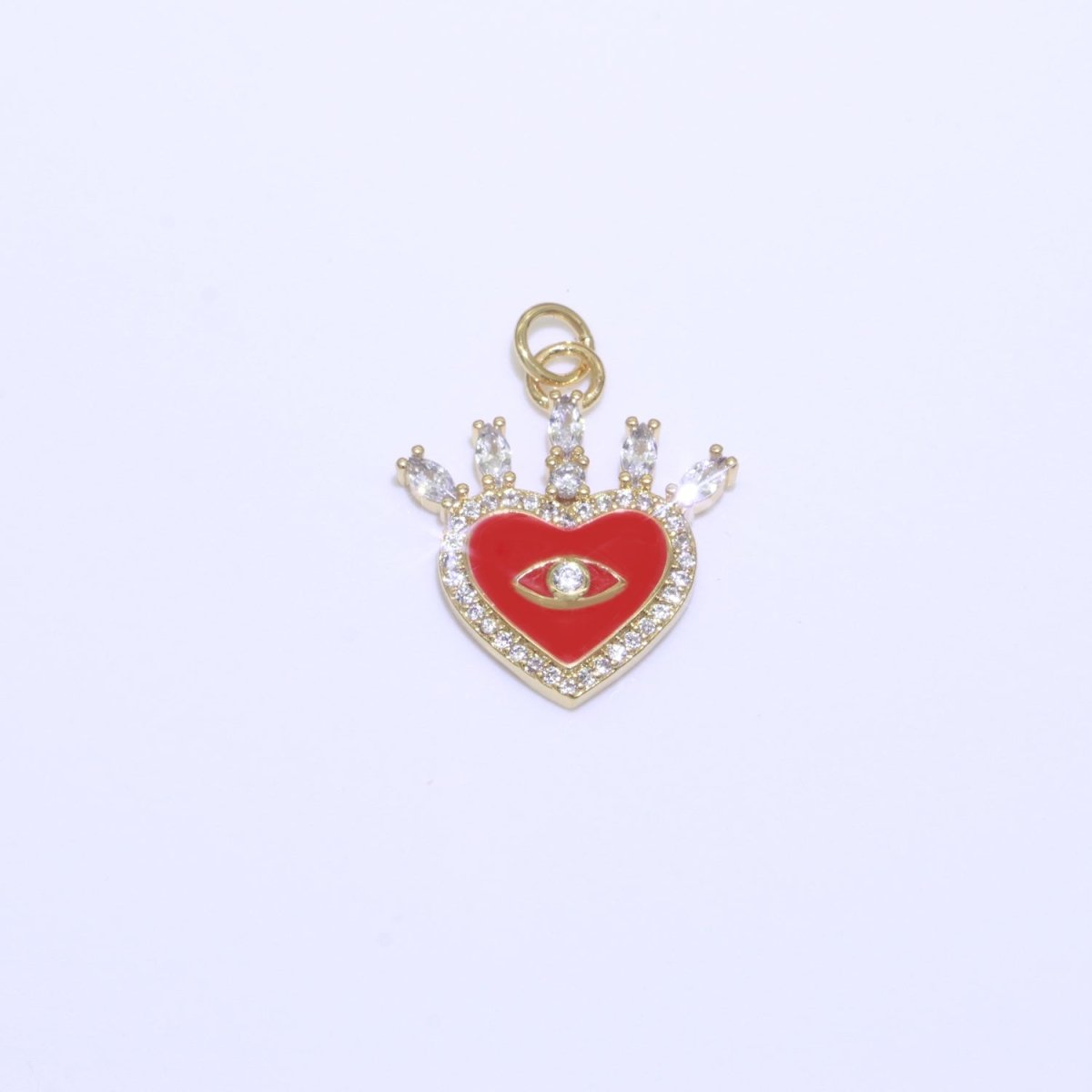 Enamel Evil Eye Charm Dainty Micro Pave Cz Eye Pendant for Necklace Bracelet Earring Supply Component Black, Blue, Pink, Green, Yellow, White M-421 - M-431 - DLUXCA