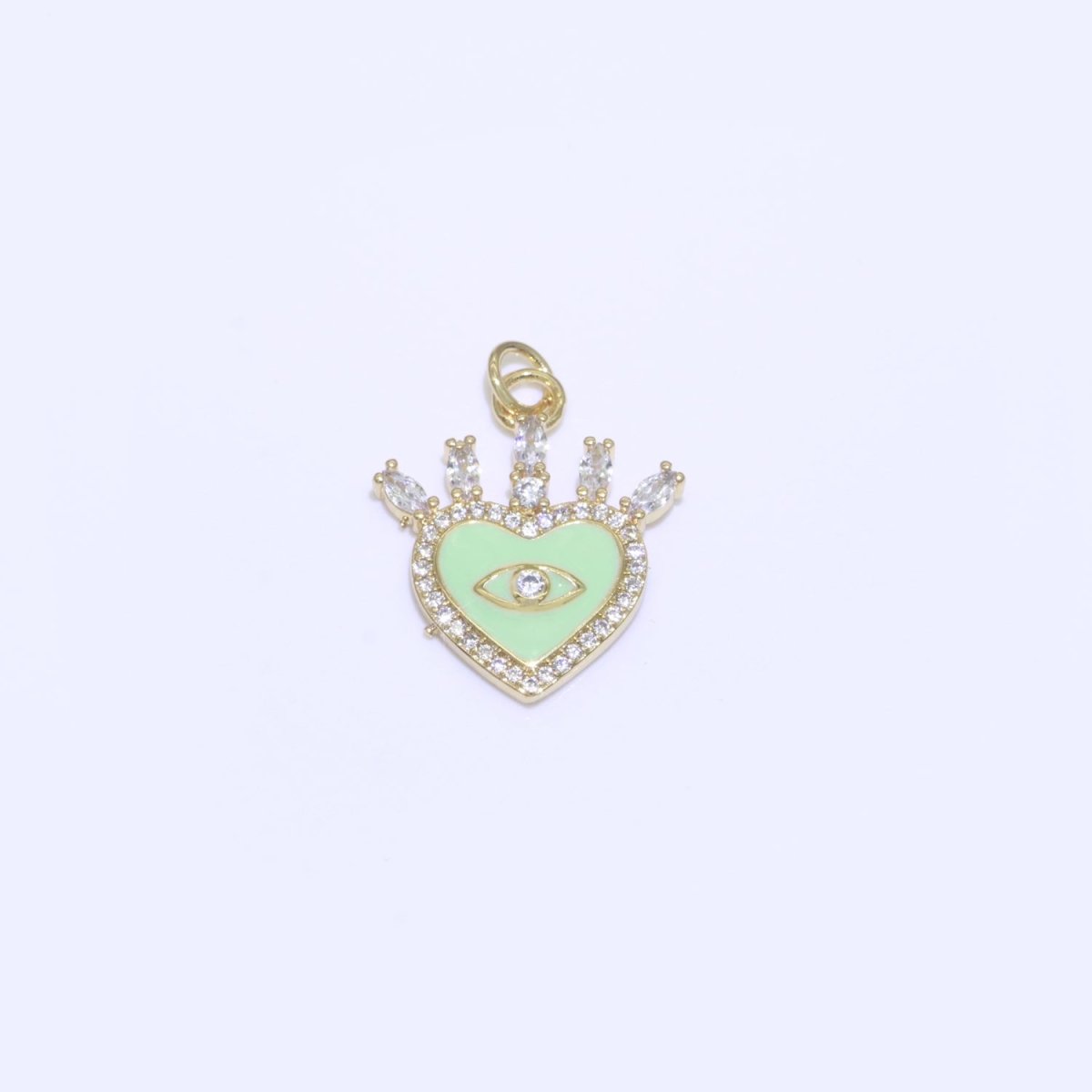 Enamel Evil Eye Charm Dainty Micro Pave Cz Eye Pendant for Necklace Bracelet Earring Supply Component Black, Blue, Pink, Green, Yellow, White M-421 - M-431 - DLUXCA