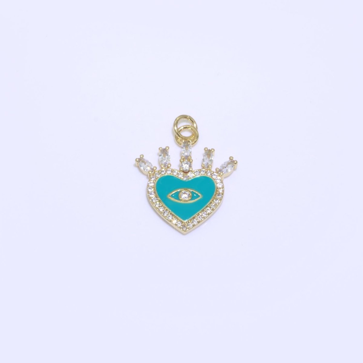 Enamel Evil Eye Charm Dainty Micro Pave Cz Eye Pendant for Necklace Bracelet Earring Supply Component Black, Blue, Pink, Green, Yellow, White M-421 - M-431 - DLUXCA