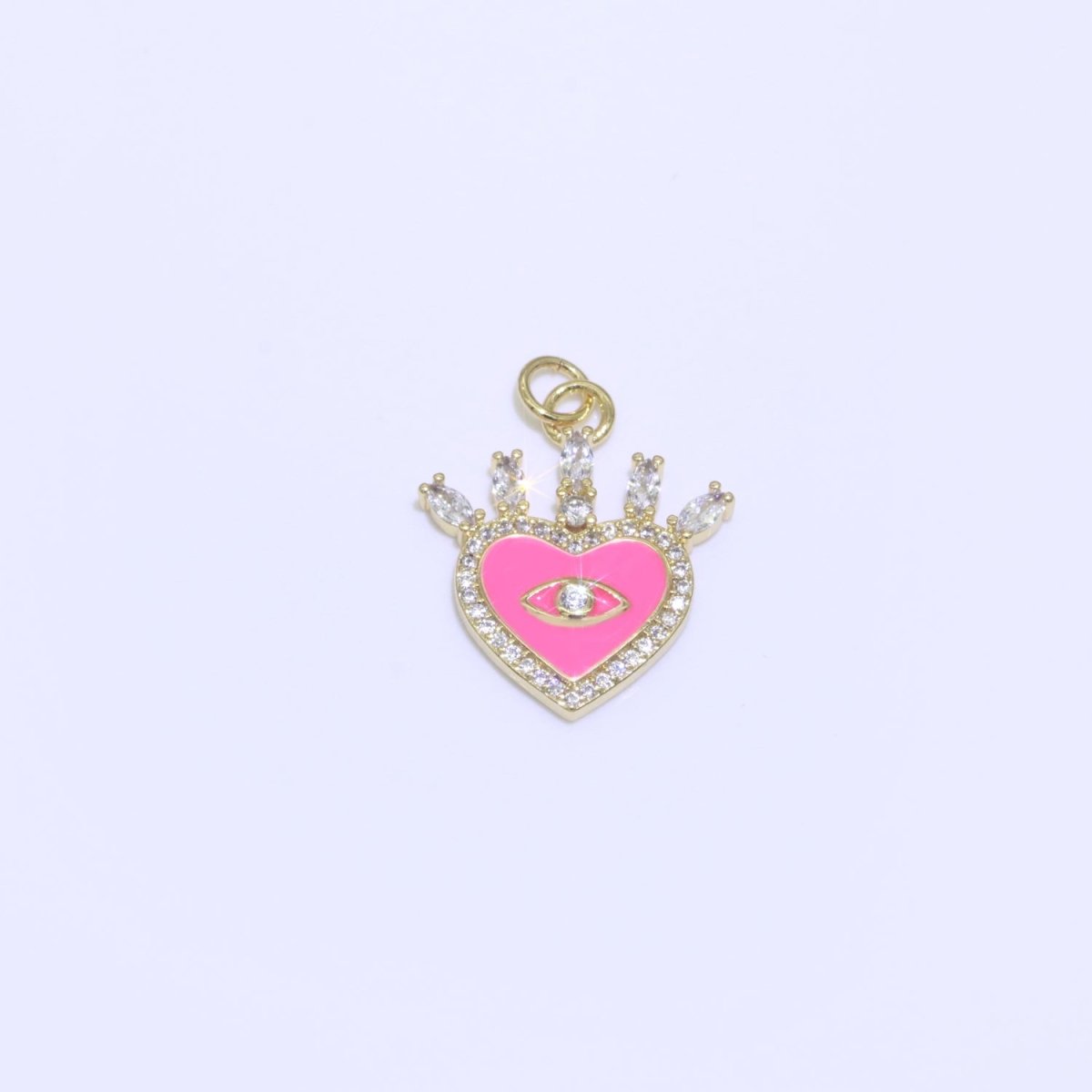 Enamel Evil Eye Charm Dainty Micro Pave Cz Eye Pendant for Necklace Bracelet Earring Supply Component Black, Blue, Pink, Green, Yellow, White M-421 - M-431 - DLUXCA