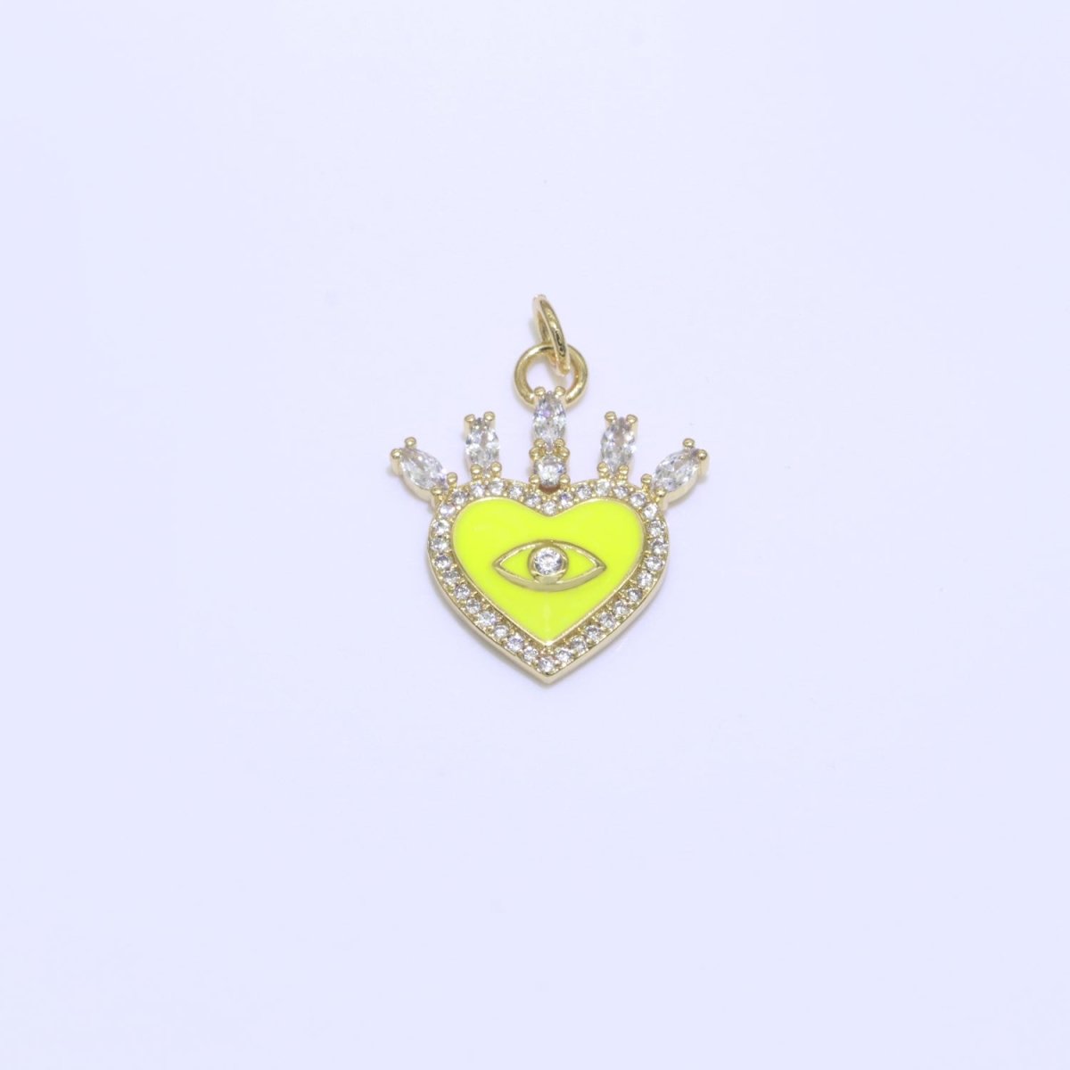 Enamel Evil Eye Charm Dainty Micro Pave Cz Eye Pendant for Necklace Bracelet Earring Supply Component Black, Blue, Pink, Green, Yellow, White M-421 - M-431 - DLUXCA