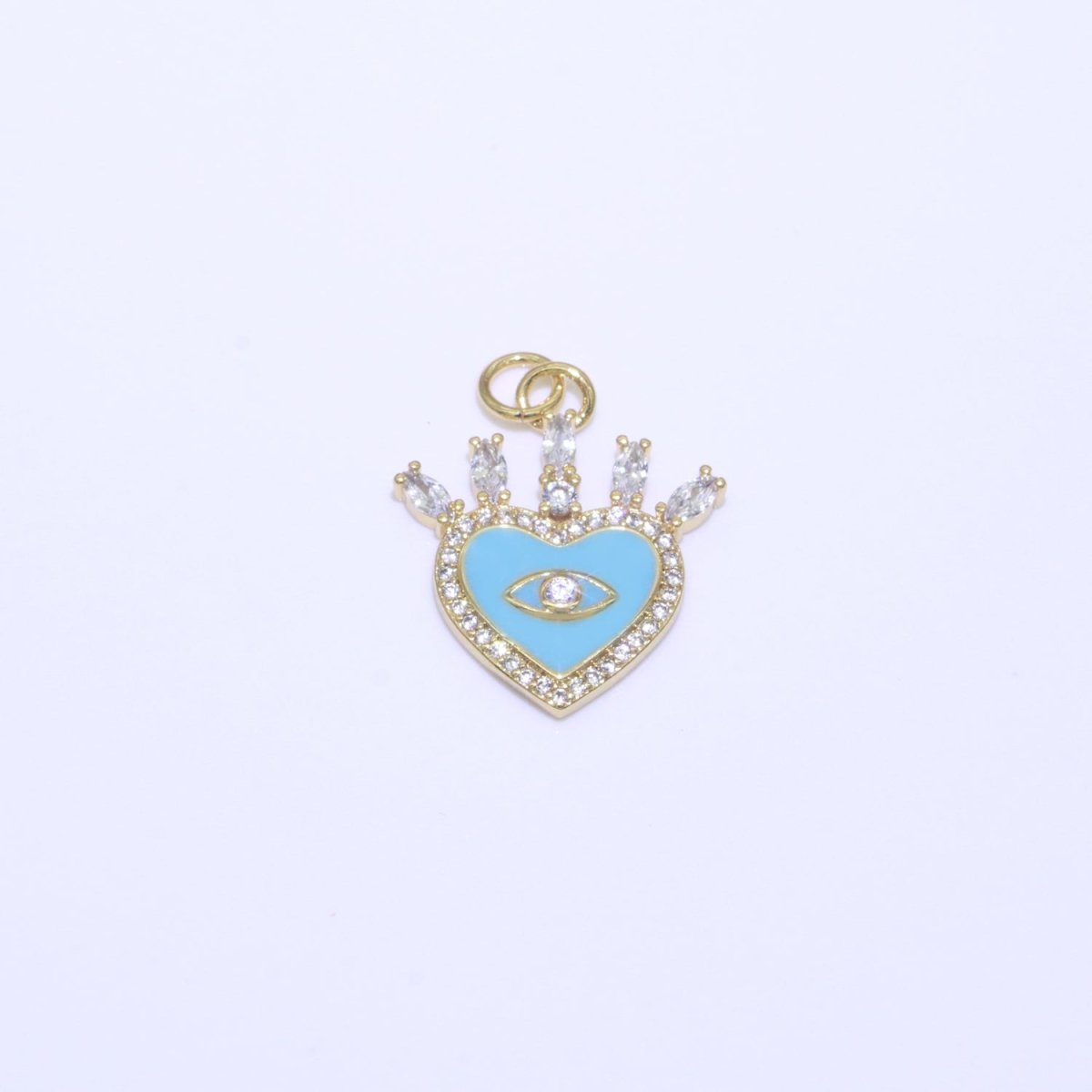 Enamel Evil Eye Charm Dainty Micro Pave Cz Eye Pendant for Necklace Bracelet Earring Supply Component Black, Blue, Pink, Green, Yellow, White M-421 - M-431 - DLUXCA