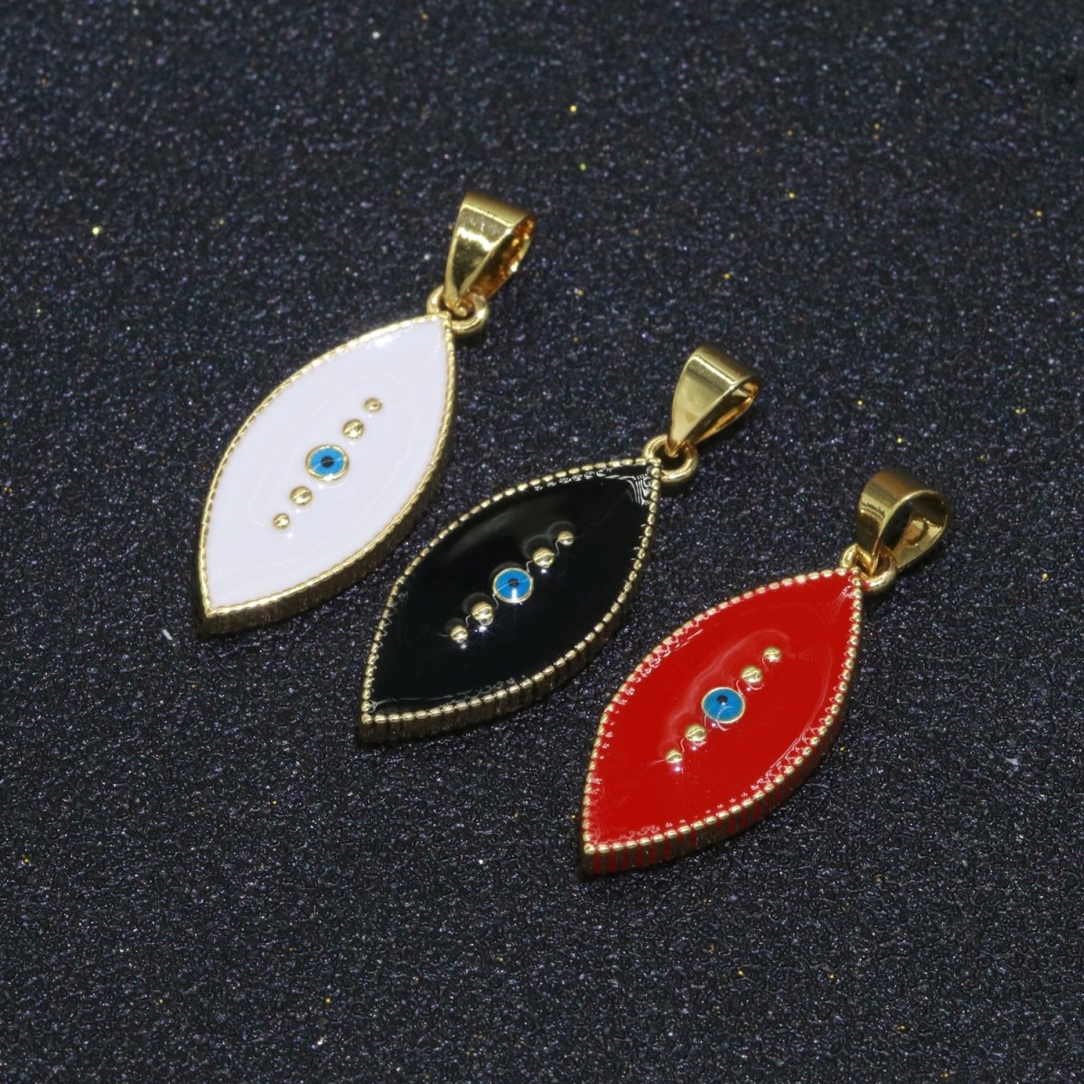 Enamel Evil Eye Charm Red Black White Charm Gold Pendant for Necklace Earring Supply Component in 14k Gold Filled J-857~J-859 - DLUXCA