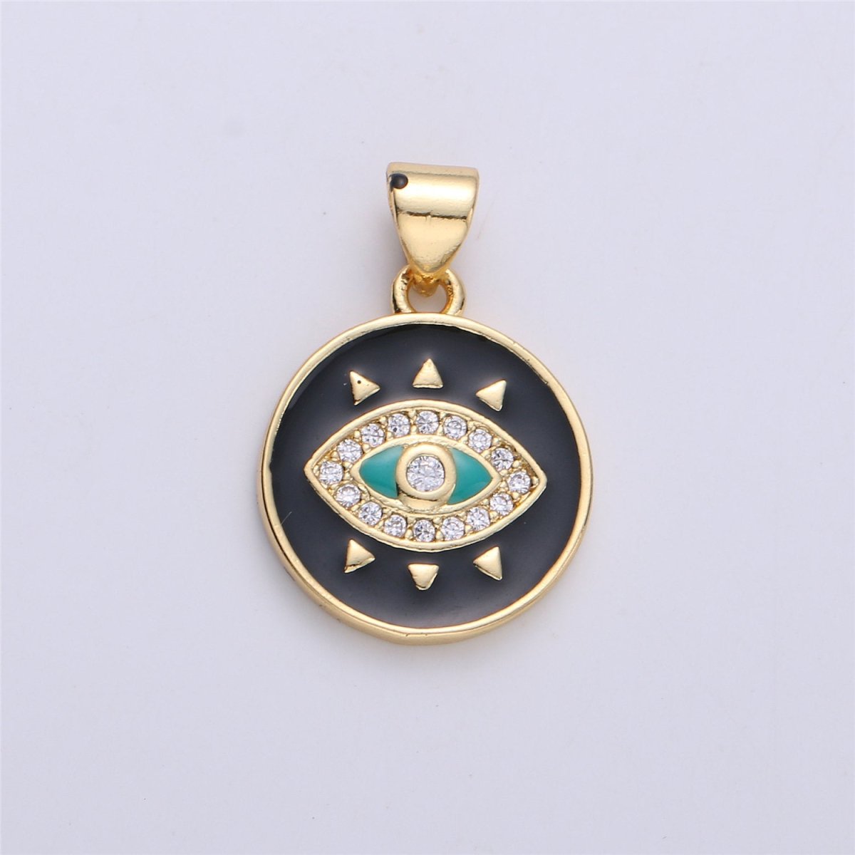 Enamel Evil Eye Charm, Red Blue White eye pendant, Enamel eye Pendant, Protection eye charm Coin Medallion Pendant 21x15mm I-174 - DLUXCA