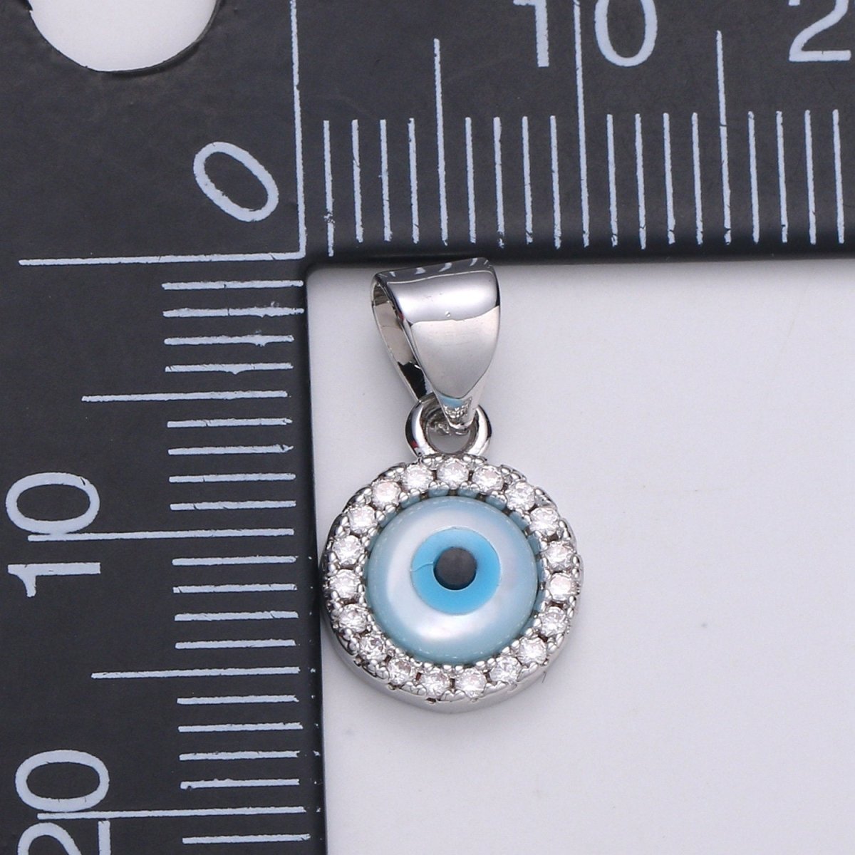Enamel Gold Evil Eye Charm, 14k Gold Filled Eye Charms, Cubic Eye Pendant, Amulet Jewelry, Good Luck Eye Charm, Blue Silver Evil Eye Charm J-056 J-057 - DLUXCA