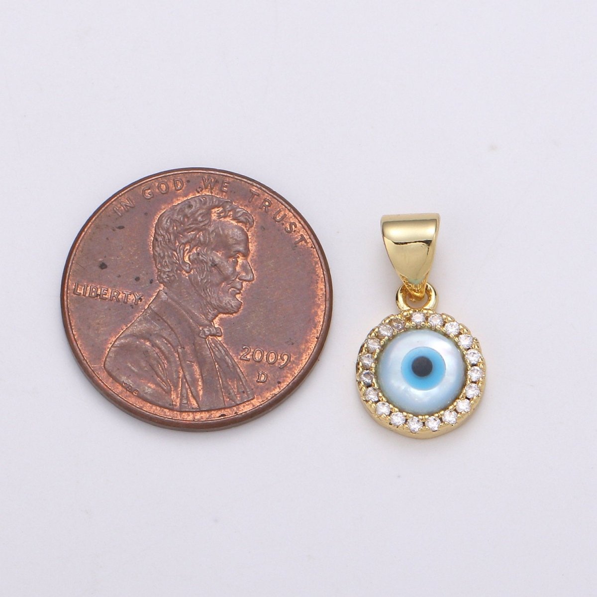 Enamel Gold Evil Eye Charm, 14k Gold Filled Eye Charms, Cubic Eye Pendant, Amulet Jewelry, Good Luck Eye Charm, Blue Silver Evil Eye Charm J-056 J-057 - DLUXCA