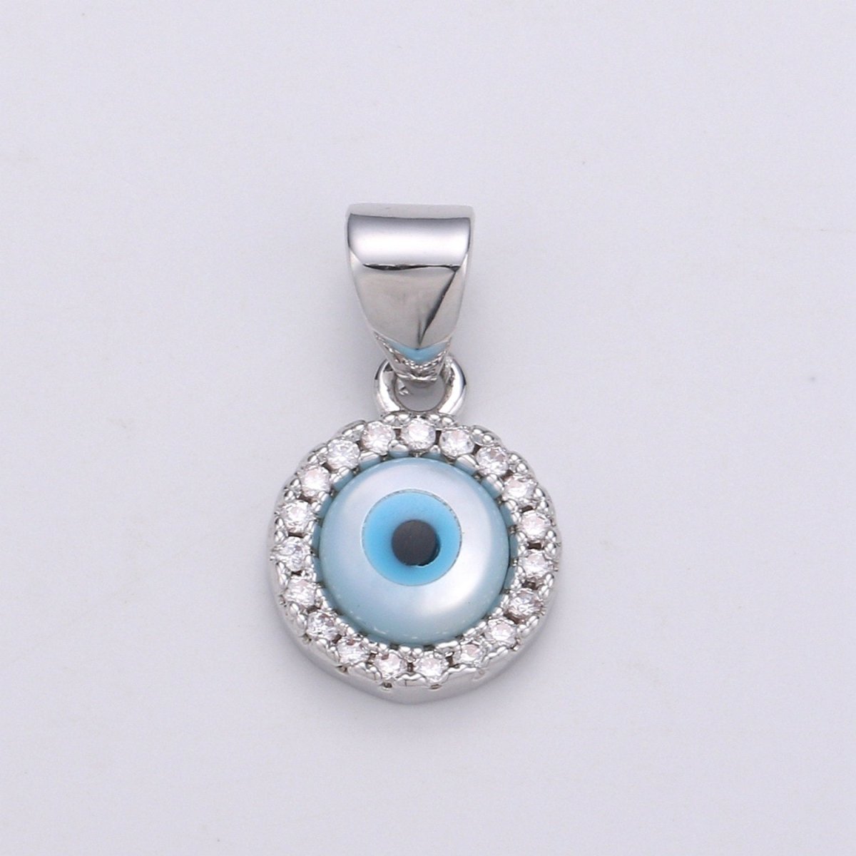 Enamel Gold Evil Eye Charm, 14k Gold Filled Eye Charms, Cubic Eye Pendant, Amulet Jewelry, Good Luck Eye Charm, Blue Silver Evil Eye Charm J-056 J-057 - DLUXCA