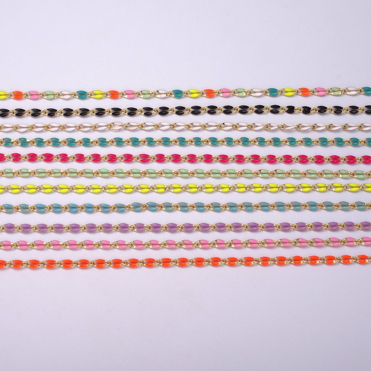 Enamel Gold Filled Colored Chain 2.9mm width Colorful Chain, Chunky Statement Chain Link chain 16, 18 inch + 2 inch extender | WA-337 to WA-358 Clearance Pricing - DLUXCA