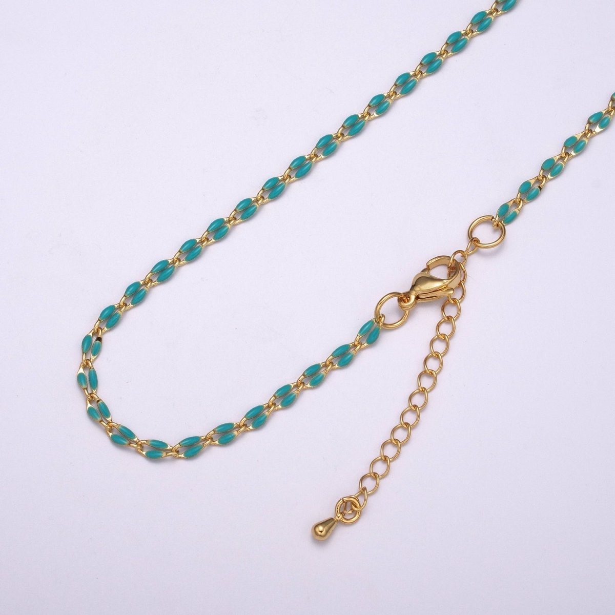 Enamel Gold Filled Colored Chain 2.9mm width Colorful Chain, Chunky Statement Chain Link chain 16, 18 inch + 2 inch extender | WA-337 to WA-358 Clearance Pricing - DLUXCA