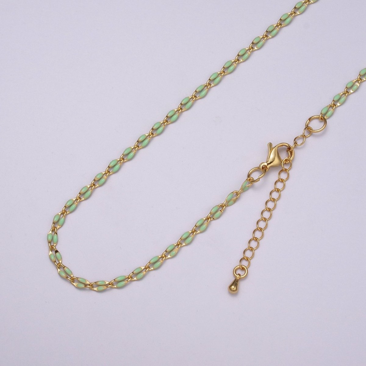 Enamel Gold Filled Colored Chain 2.9mm width Colorful Chain, Chunky Statement Chain Link chain 16, 18 inch + 2 inch extender | WA-337 to WA-358 Clearance Pricing - DLUXCA