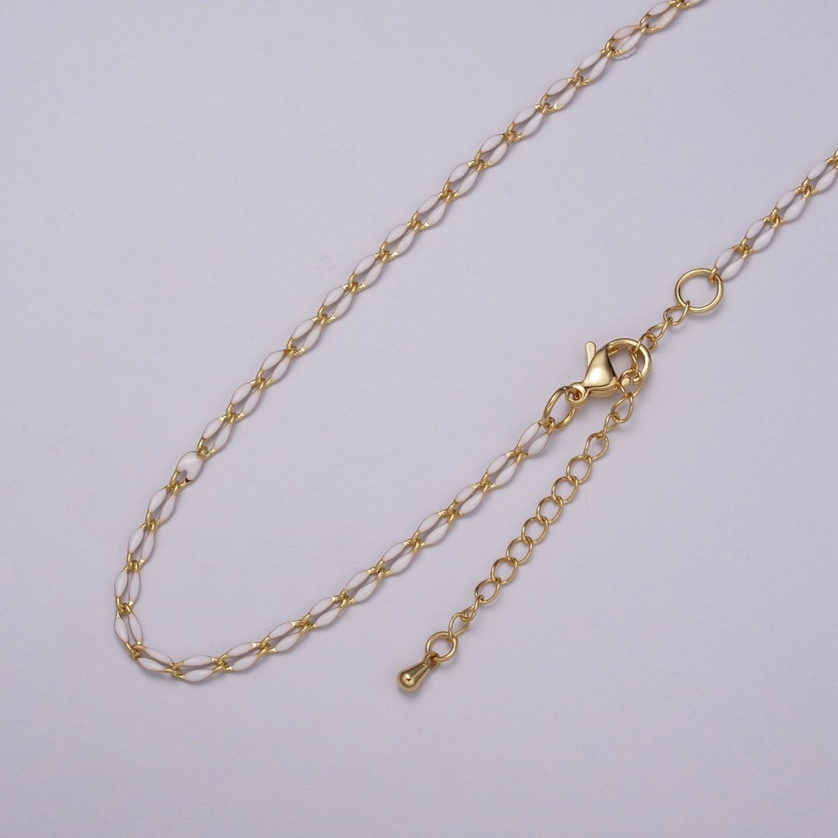 Enamel Gold Filled Colored Chain 2.9mm width Colorful Chain, Chunky Statement Chain Link chain 16, 18 inch + 2 inch extender | WA-337 to WA-358 Clearance Pricing - DLUXCA