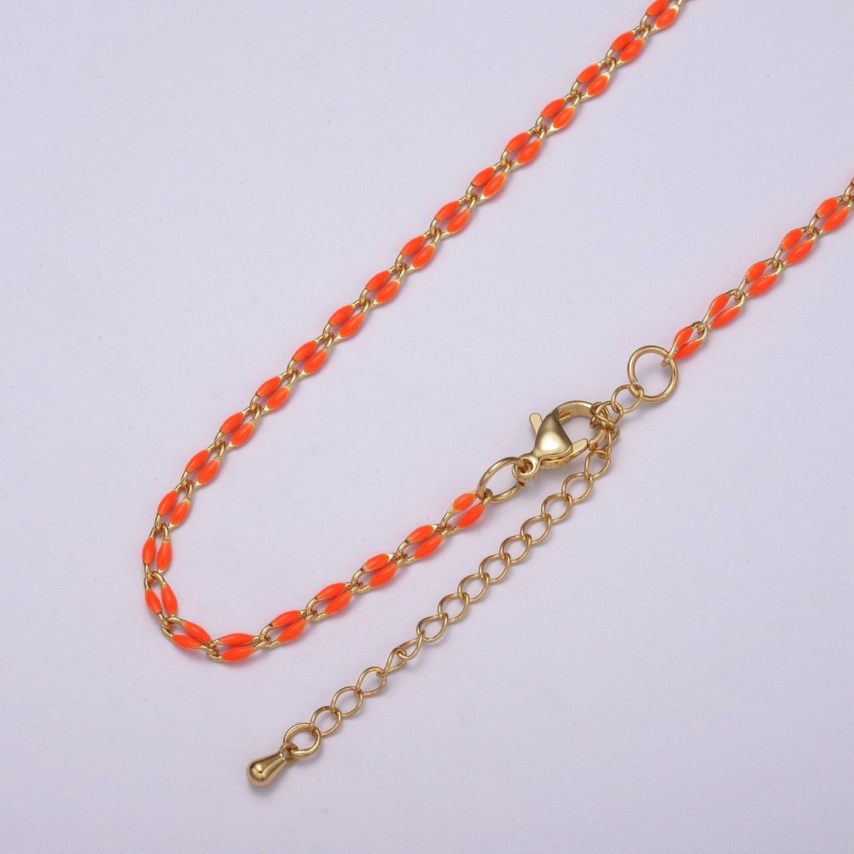 Enamel Gold Filled Colored Chain 2.9mm width Colorful Chain, Chunky Statement Chain Link chain 16, 18 inch + 2 inch extender | WA-337 to WA-358 Clearance Pricing - DLUXCA