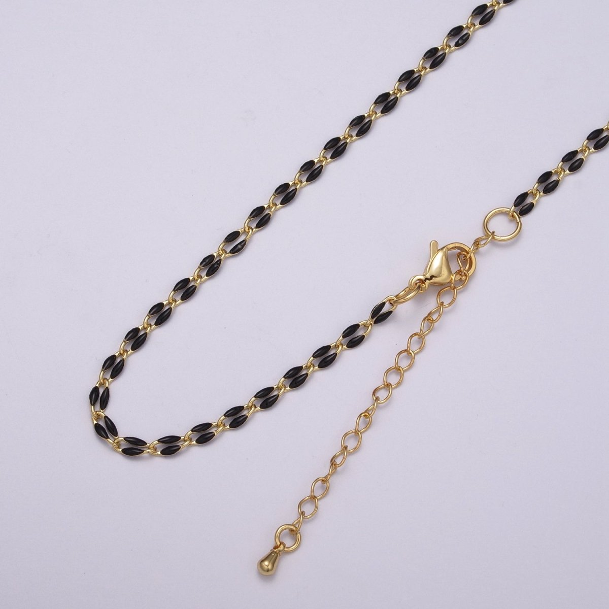 Enamel Gold Filled Colored Chain 2.9mm width Colorful Chain, Chunky Statement Chain Link chain 16, 18 inch + 2 inch extender | WA-337 to WA-358 Clearance Pricing - DLUXCA