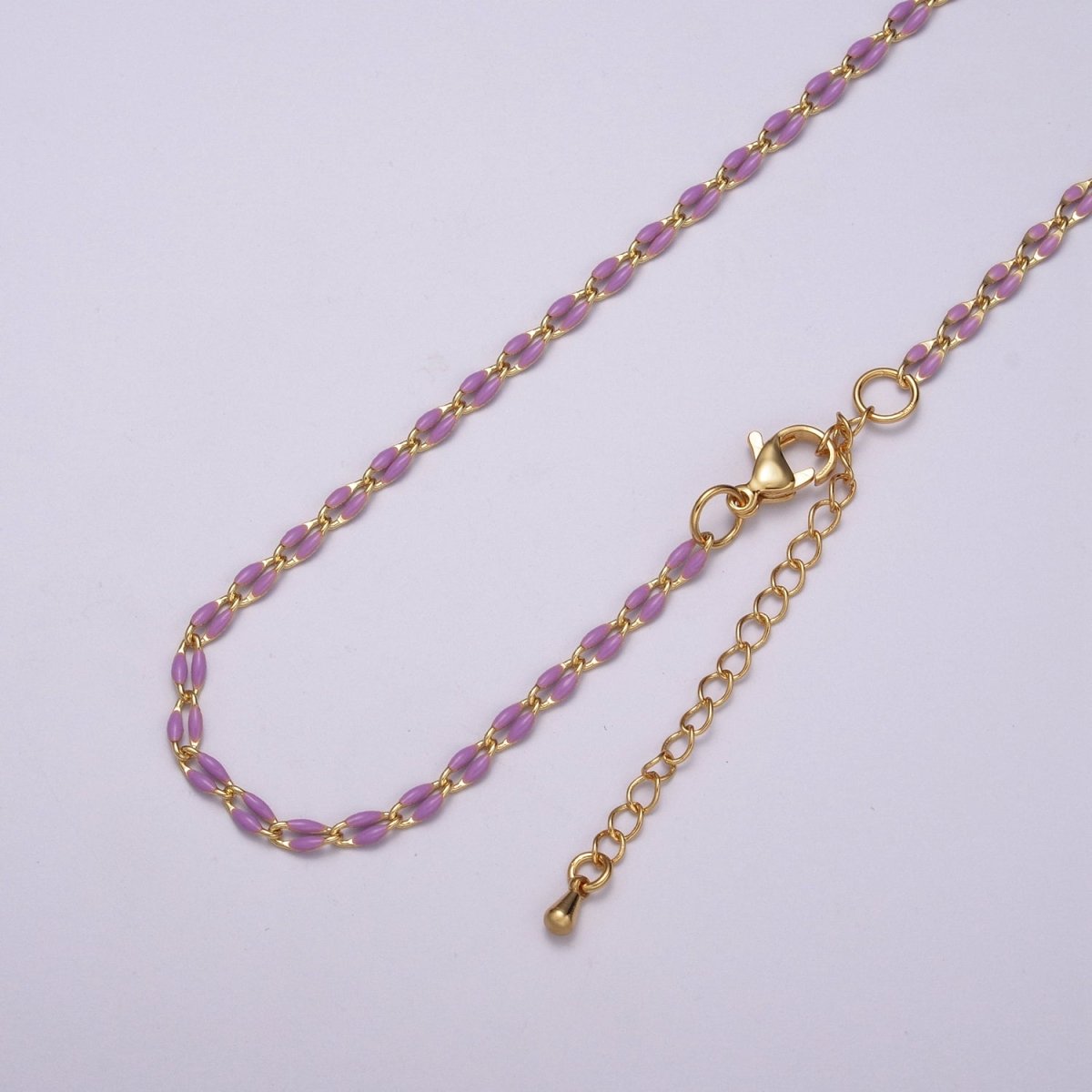 Enamel Gold Filled Colored Chain 2.9mm width Colorful Chain, Chunky Statement Chain Link chain 16, 18 inch + 2 inch extender | WA-337 to WA-358 Clearance Pricing - DLUXCA
