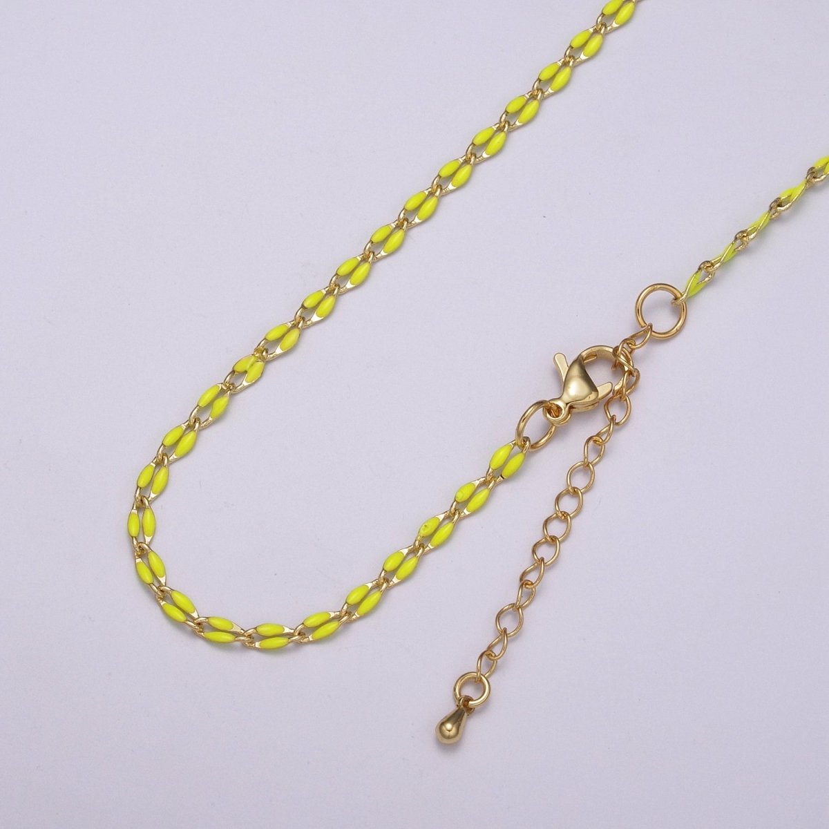 Enamel Gold Filled Colored Chain 2.9mm width Colorful Chain, Chunky Statement Chain Link chain 16, 18 inch + 2 inch extender | WA-337 to WA-358 Clearance Pricing - DLUXCA