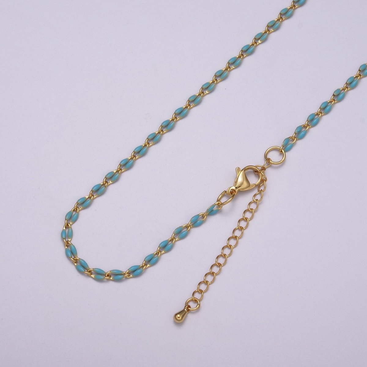 Enamel Gold Filled Colored Chain 2.9mm width Colorful Chain, Chunky Statement Chain Link chain 16, 18 inch + 2 inch extender | WA-337 to WA-358 Clearance Pricing - DLUXCA