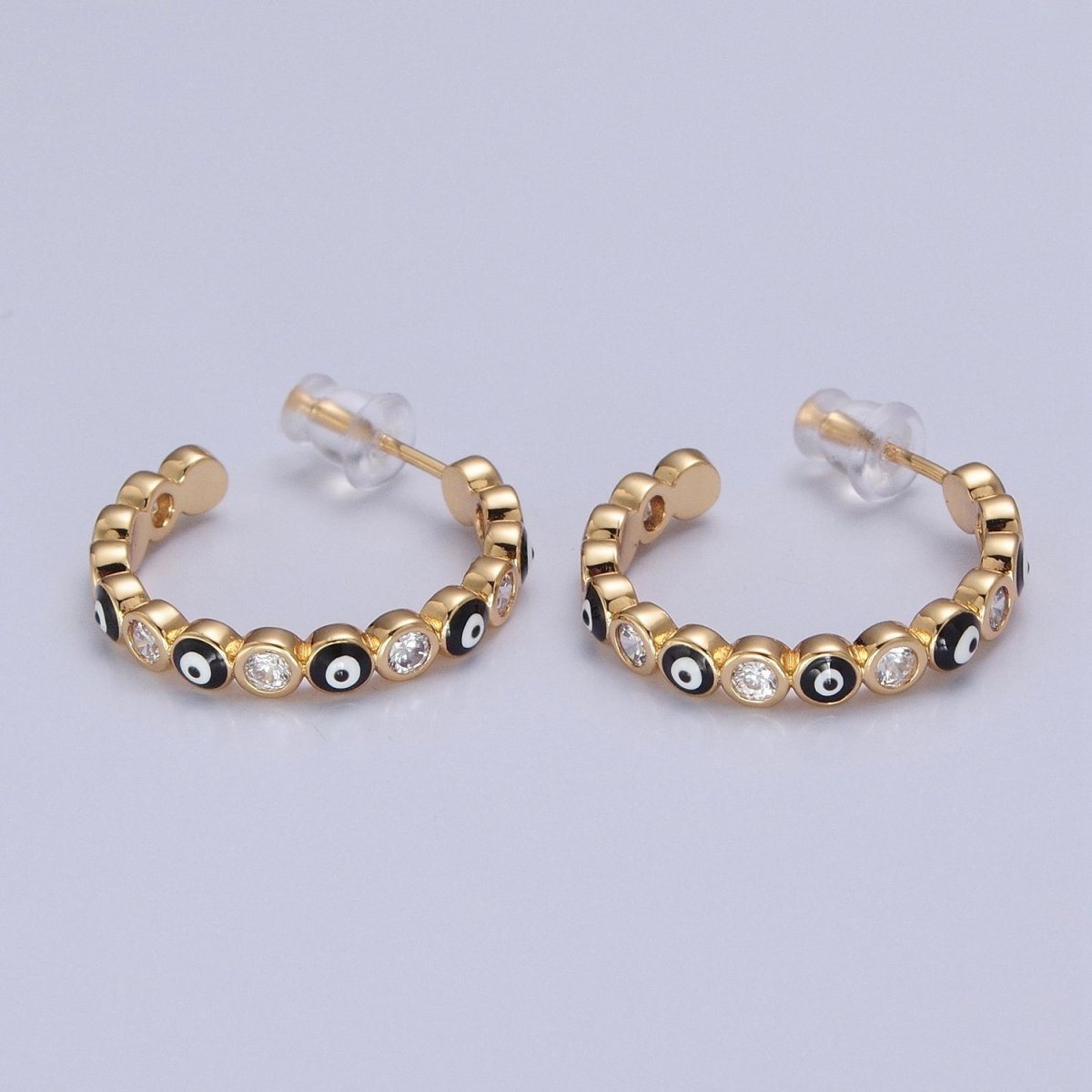 Enamel Gold Filled Evil Eye Hoop Earring T-505 ~ T-512 - DLUXCA