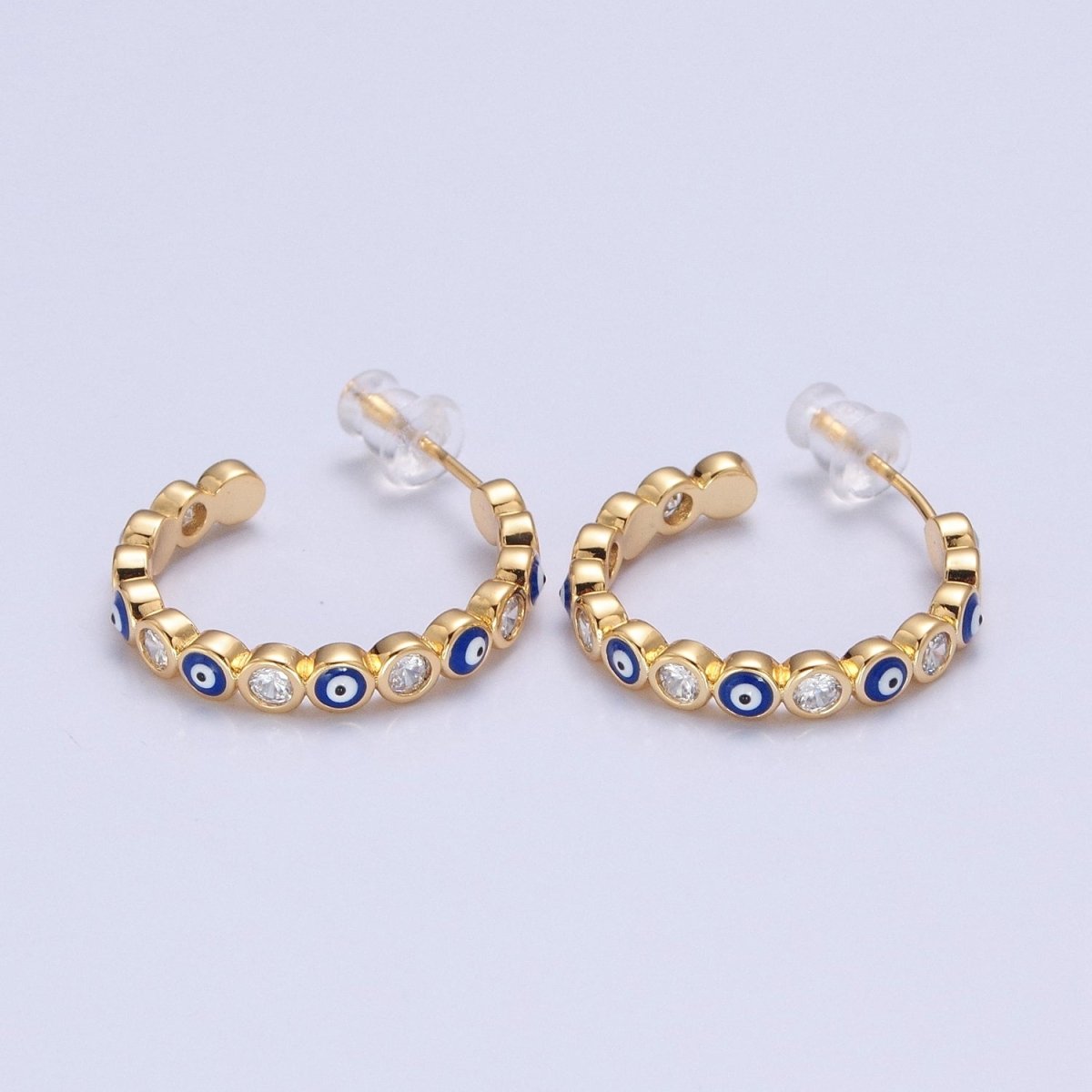 Enamel Gold Filled Evil Eye Hoop Earring T-505 ~ T-512 - DLUXCA