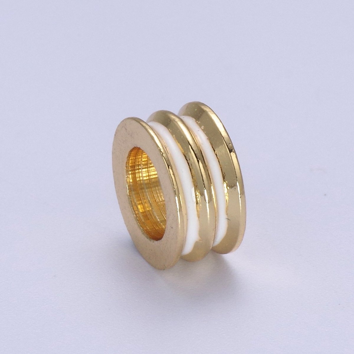 Enamel Gold Rondelle Spacer Beads, Big Hole Spacer Beads, Rondelle Spacer Bead for bracelet necklace supply B-130 B-132 B-135 - DLUXCA