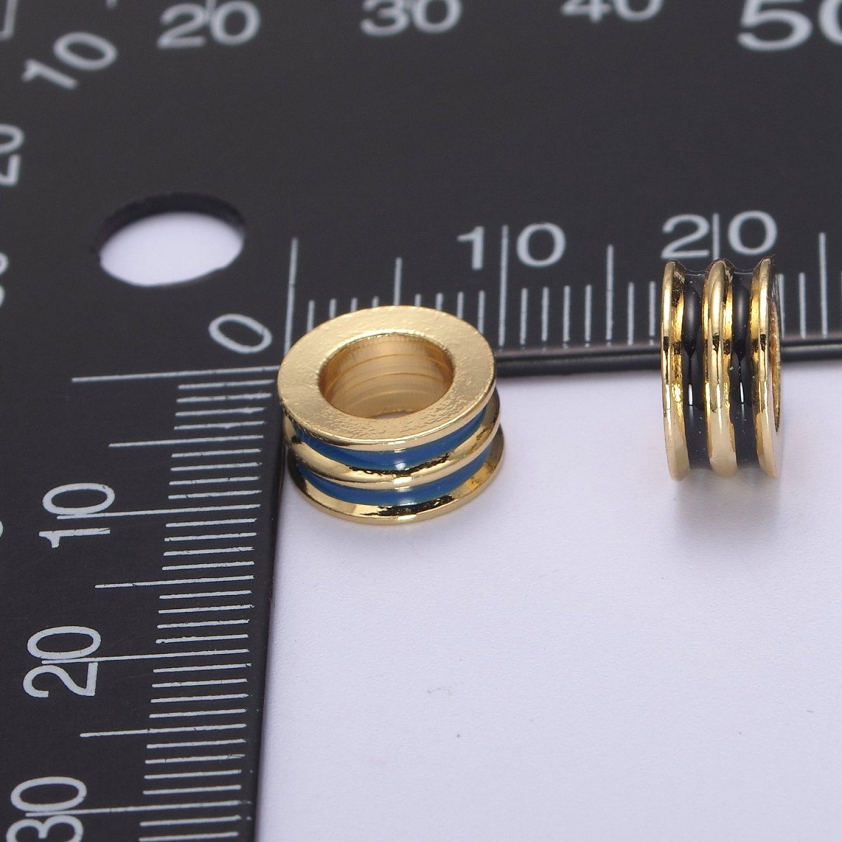 Enamel Gold Rondelle Spacer Beads, Big Hole Spacer Beads, Rondelle Spacer Bead for bracelet necklace supply B-130 B-132 B-135 - DLUXCA