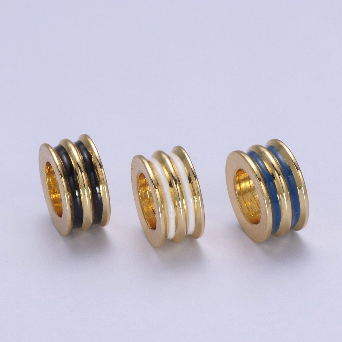 Enamel Gold Rondelle Spacer Beads, Big Hole Spacer Beads, Rondelle Spacer Bead for bracelet necklace supply B-130 B-132 B-135 - DLUXCA