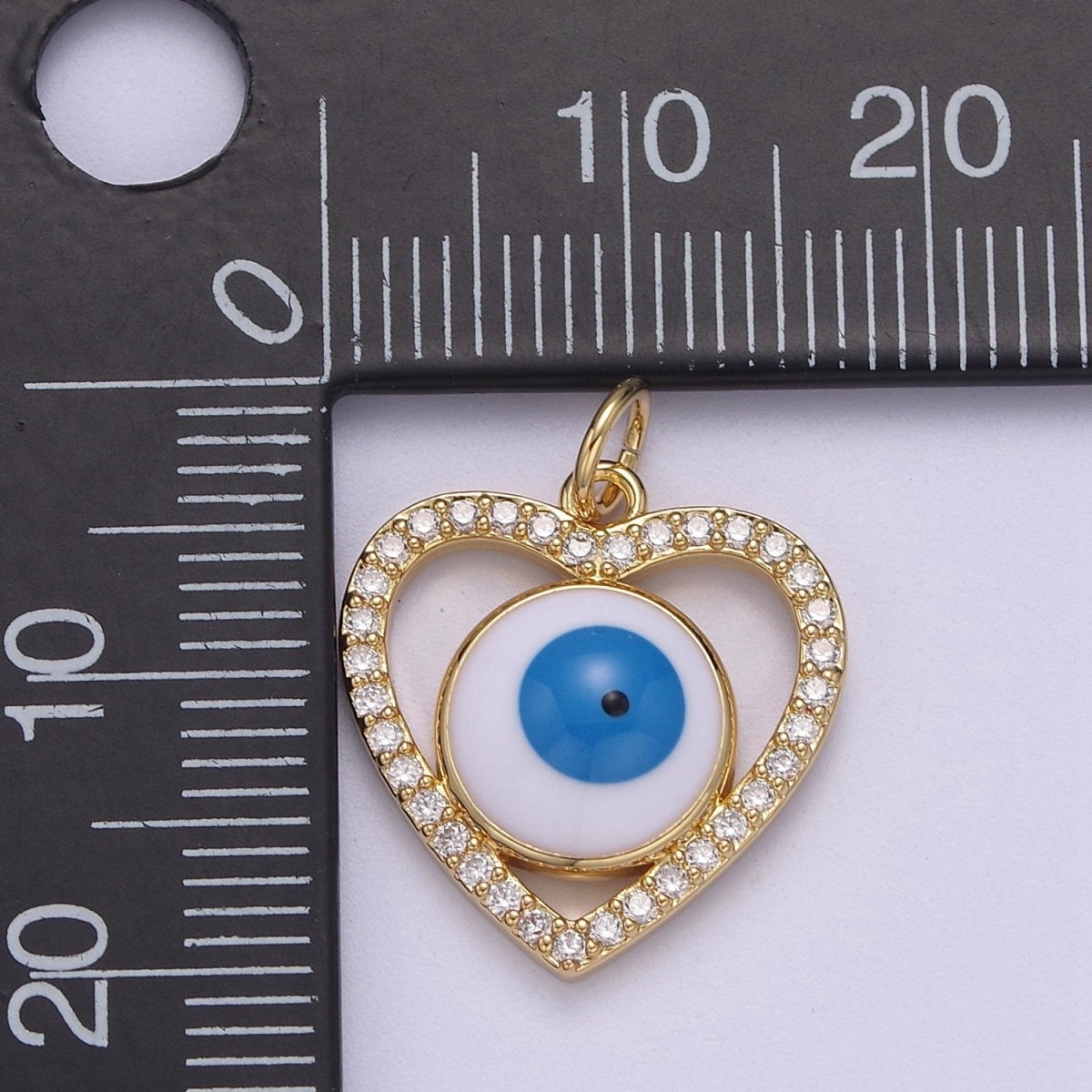Enamel Heart Evil Eye Pendant Micro Pave Heart 14k Gold Filled Charm Necklace-DIY Jewelry Making W-189 - DLUXCA