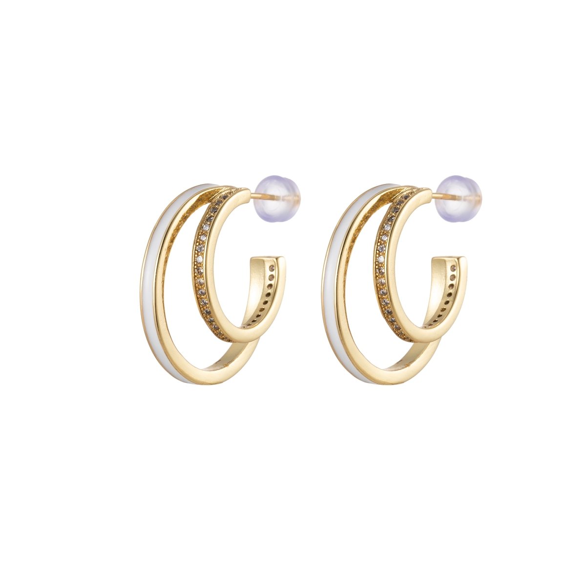 Enamel Hoops Gold, 14K Gold Filled Hoops, Large Gold Hoop Earrings, Small Hoops Black Pink Red White Earrings, Chunky Light Hoops P-206~P-209 - DLUXCA