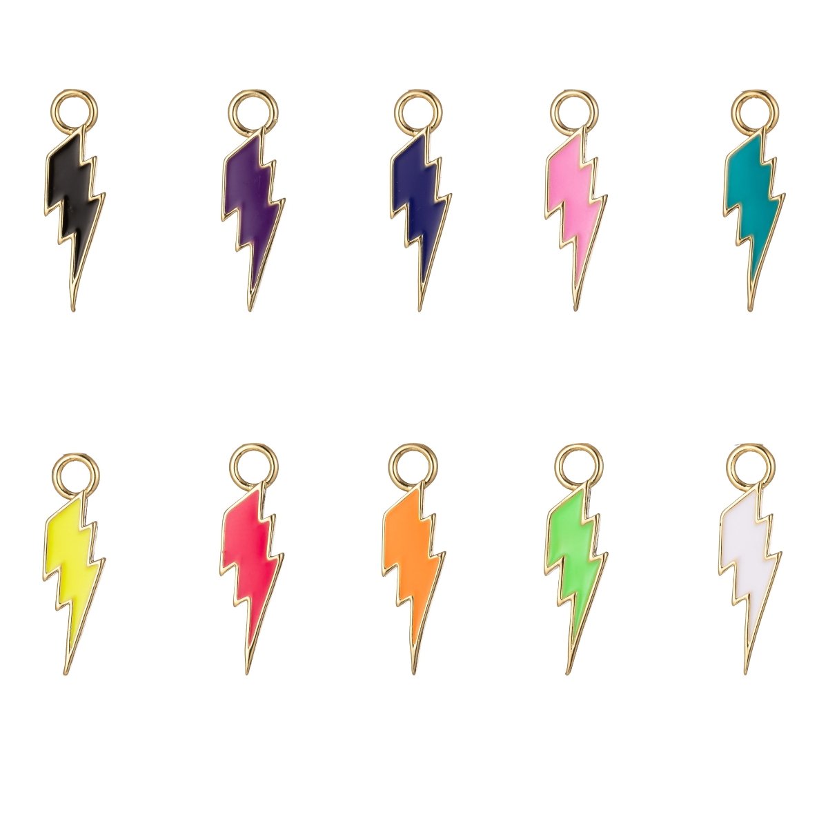 Enamel Lighting Gold Charm Colorful Bolt Pendant, Barbiecore Jewelry Y2K Charm Add on Charm Thunder Pendant for Necklace Earring Bracelet M-266-M-275 - DLUXCA