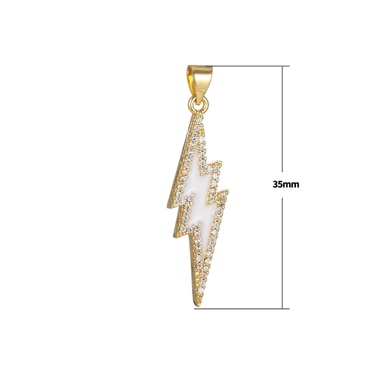Enamel Lighting Gold Micro Pave Charm Lightning Bolt Pendant, Statement Bold Bolt, Wizard Charm, Thunder Pendant for Necklace H-846 H-851 H-852 H-855 H-876 - DLUXCA