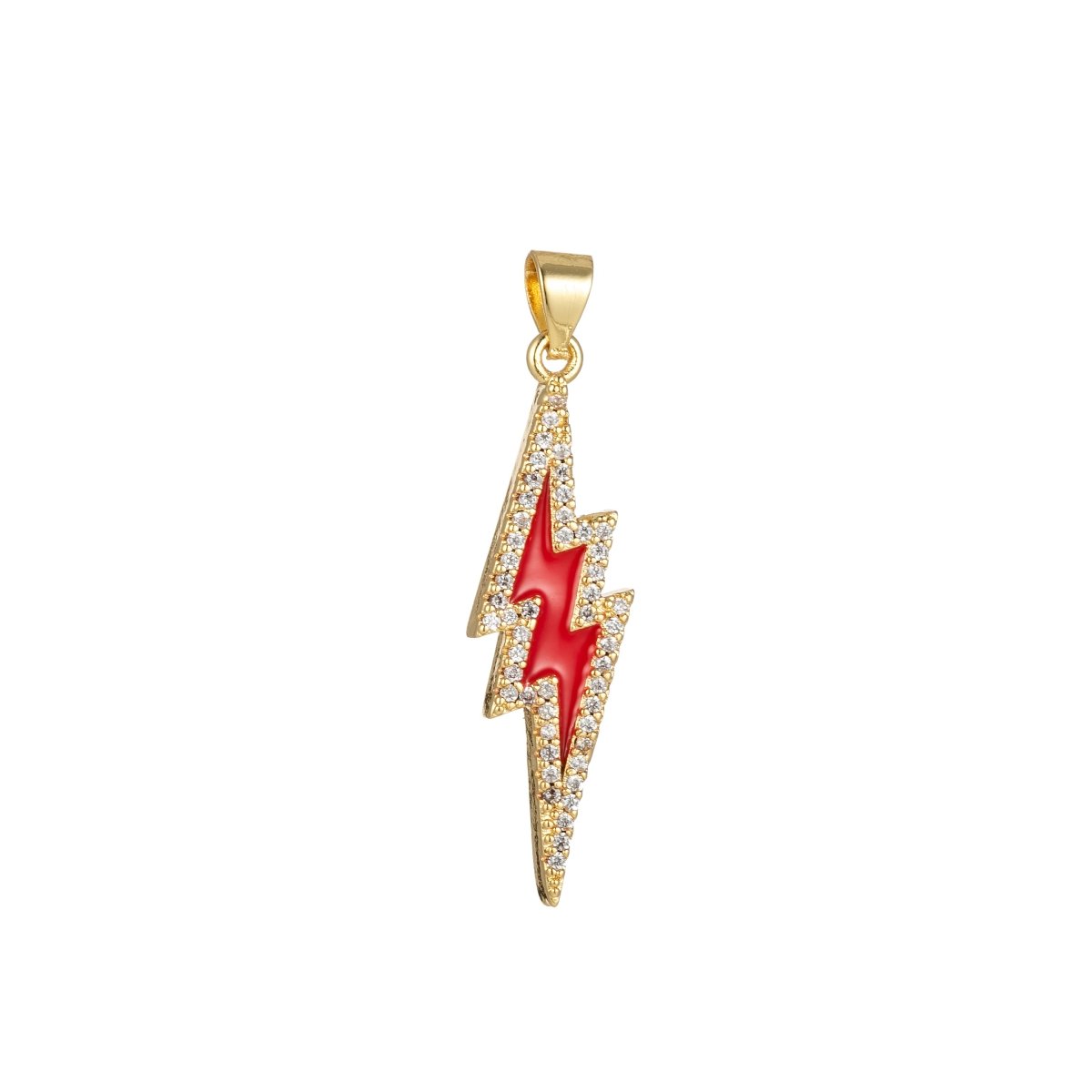 Enamel Lighting Gold Micro Pave Charm Lightning Bolt Pendant, Statement Bold Bolt, Wizard Charm, Thunder Pendant for Necklace H-846 H-851 H-852 H-855 H-876 - DLUXCA