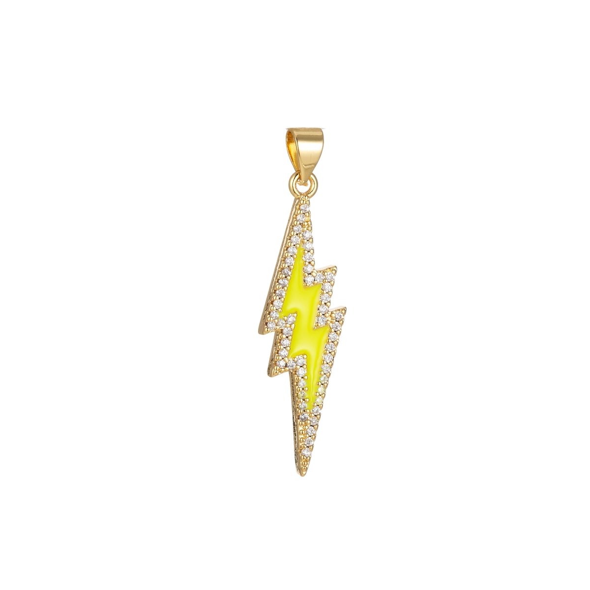 Enamel Lighting Gold Micro Pave Charm Lightning Bolt Pendant, Statement Bold Bolt, Wizard Charm, Thunder Pendant for Necklace H-846 H-851 H-852 H-855 H-876 - DLUXCA