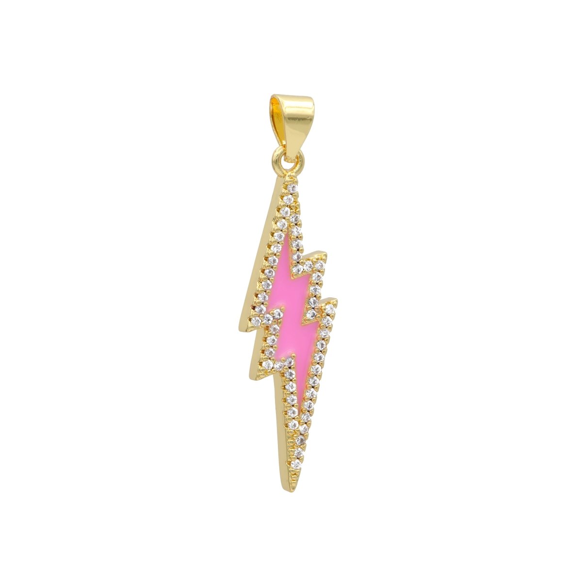 Enamel Lighting Gold Micro Pave Charm Lightning Bolt Pendant, Statement Bold Bolt, Wizard Charm, Thunder Pendant for Necklace H-846 H-851 H-852 H-855 H-876 - DLUXCA