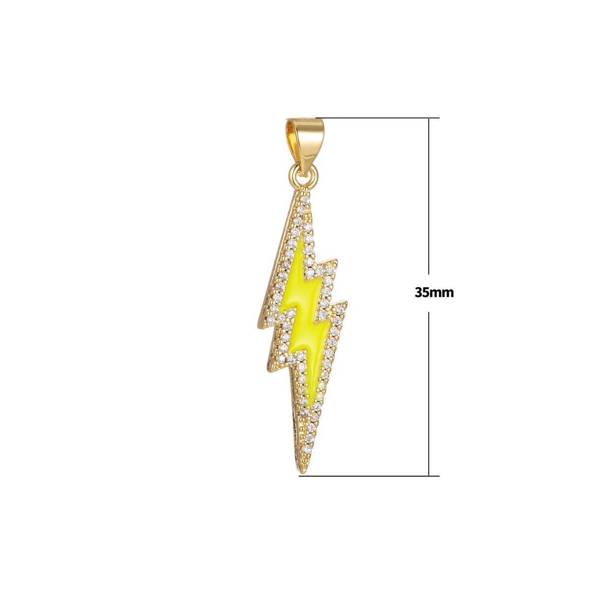 Enamel Lighting Gold Micro Pave Charm Lightning Bolt Pendant, Statement Bold Bolt, Wizard Charm, Thunder Pendant for Necklace H-846 H-851 H-852 H-855 H-876 - DLUXCA