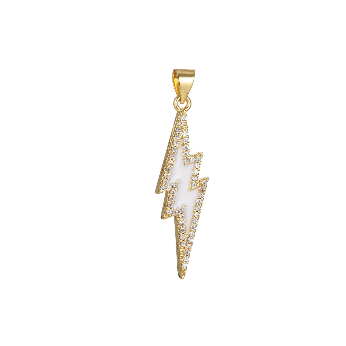 Enamel Lighting Gold Micro Pave Charm Lightning Bolt Pendant, Statement Bold Bolt, Wizard Charm, Thunder Pendant for Necklace H-846 H-851 H-852 H-855 H-876 - DLUXCA