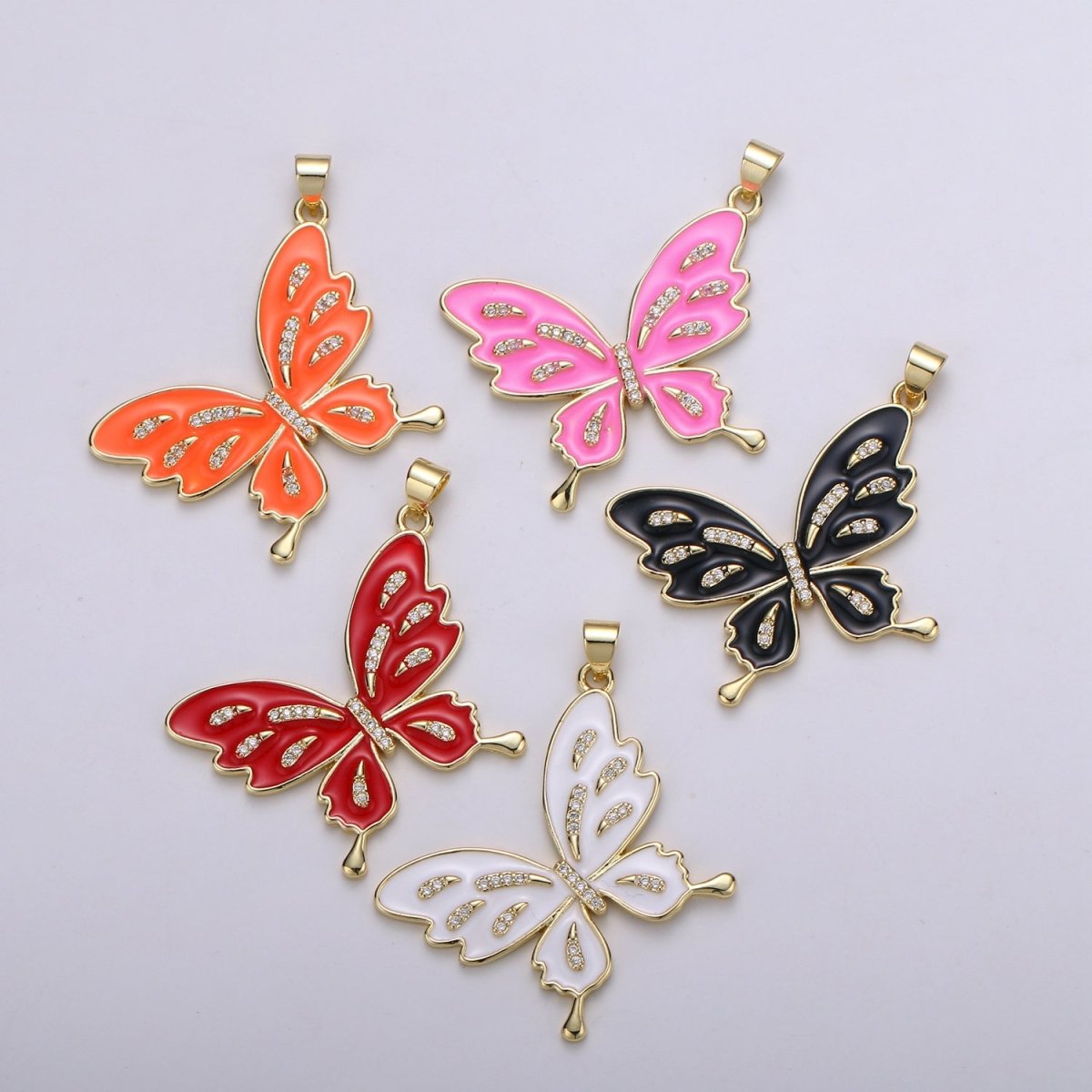 Enamel Mariposa Butterfly Gold Filled Butterfly Pendant Dream Animal Lover Necklace Pendant Charm Designer Colorful Jewelry Making J-129-J-133 - DLUXCA