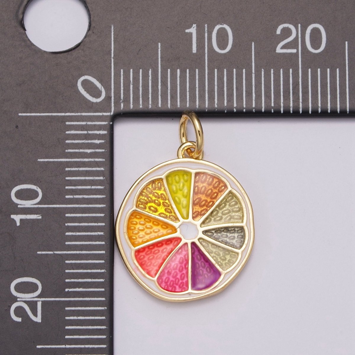 Enamel Orange Charm Fruit Pendant 14k Gold Filled Charm Bracelet Necklace Jewelry Finding, M-818- M-820 - DLUXCA