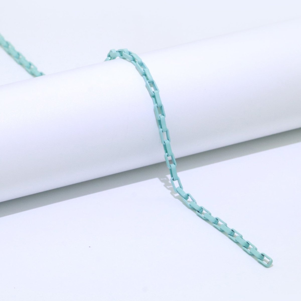 Enamel Paper Clip Cable Link Elongated Chain by Yard, Summer Colorful Chain Supply, Wholesale Bulk Roll Unfinished Chain for Jewelry Making | ROLL-543, ROLL-544, ROLL-545, ROLL-546, ROLL-547 Clearance Pricing - DLUXCA