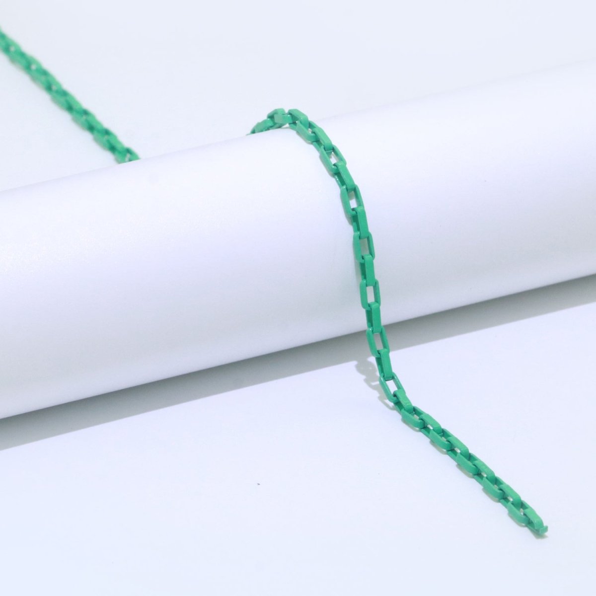 Enamel Paper Clip Cable Link Elongated Chain by Yard, Summer Colorful Chain Supply, Wholesale Bulk Roll Unfinished Chain for Jewelry Making | ROLL-543, ROLL-544, ROLL-545, ROLL-546, ROLL-547 Clearance Pricing - DLUXCA