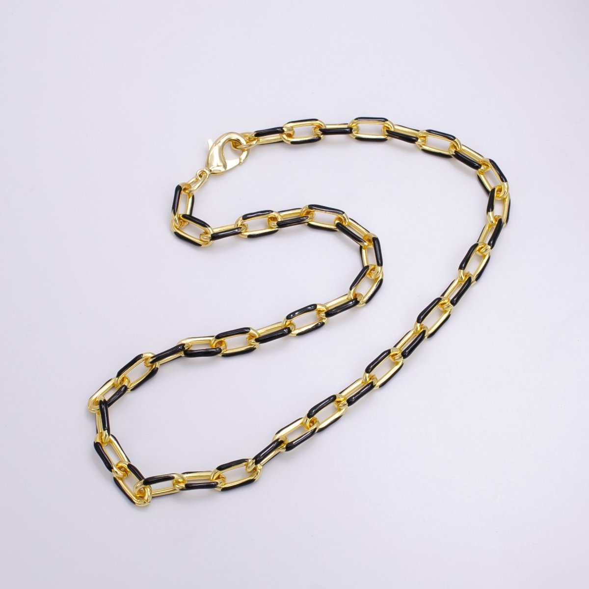Enamel Paper-Clip Necklace 18Inch Neon Color in Gold | WA-2284 ~ WA-2299 - DLUXCA