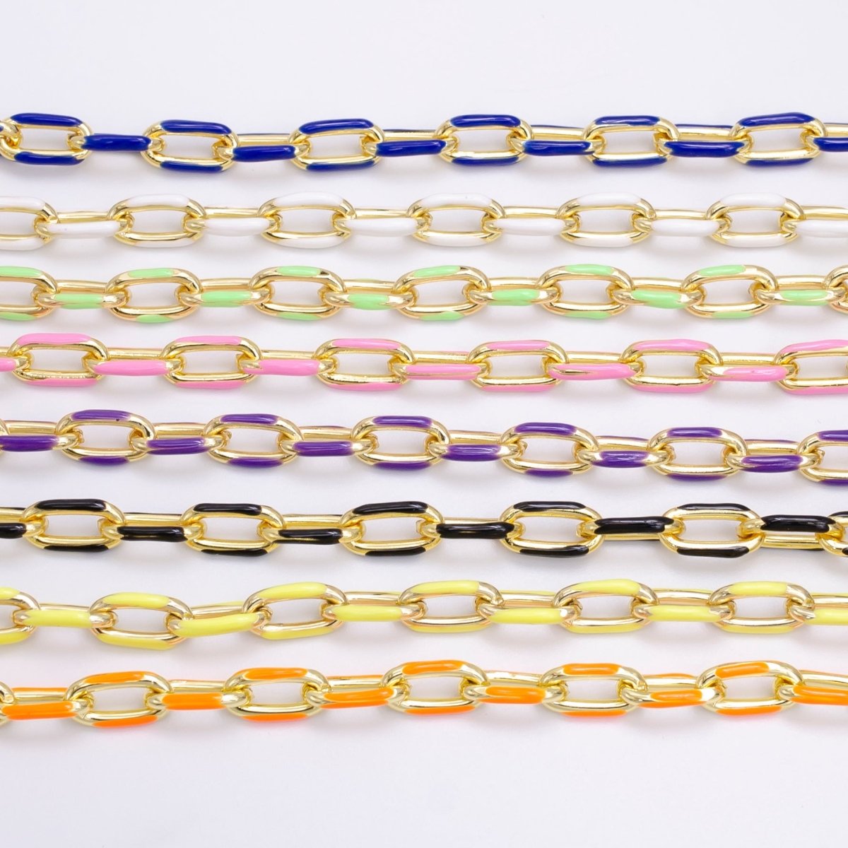 Enamel Paper-Clip Necklace 18Inch Neon Color in Gold | WA-2284 ~ WA-2299 - DLUXCA