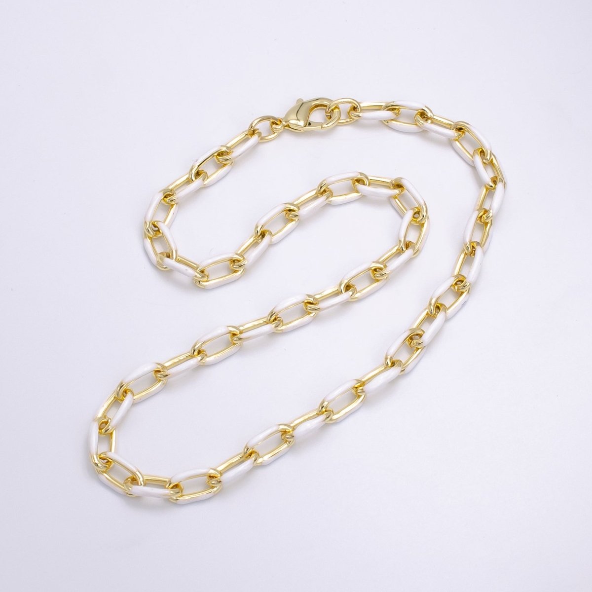 Enamel Paper-Clip Necklace 18Inch Neon Color in Gold | WA-2284 ~ WA-2299 - DLUXCA