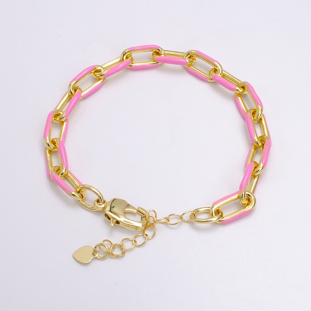 Enamel PaperClip Bracelet 7inch Colorful Bracelet in Gold | WA-2276 - WA2283 - DLUXCA