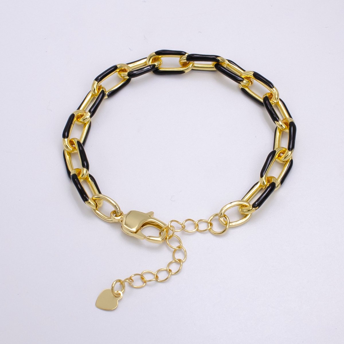 Enamel PaperClip Bracelet 7inch Colorful Bracelet in Gold | WA-2276 - WA2283 - DLUXCA