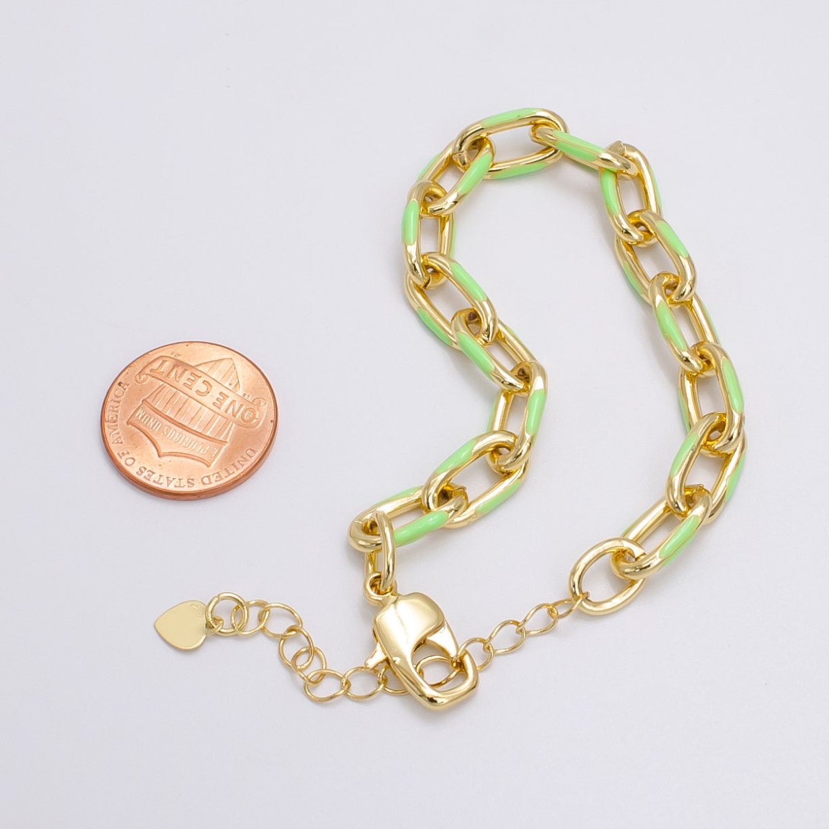 Enamel PaperClip Bracelet 7inch Colorful Bracelet in Gold | WA-2276 - WA2283 - DLUXCA