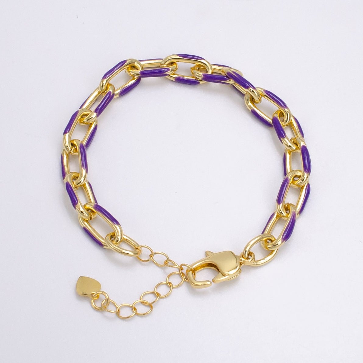 Enamel PaperClip Bracelet 7inch Colorful Bracelet in Gold | WA-2276 - WA2283 - DLUXCA